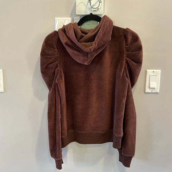 Rebecca Minkoff Janine Velour Hoodie Brown - Picture 5 of 5